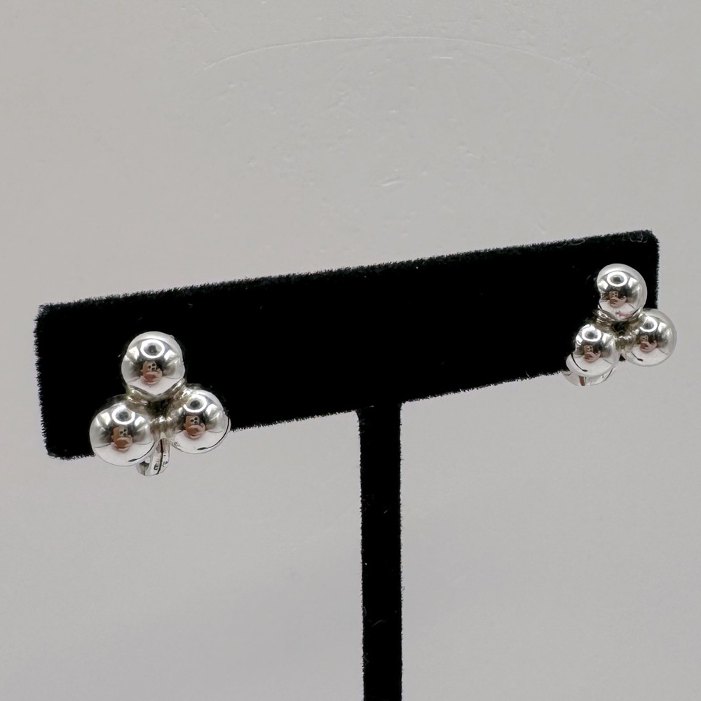 MONET Vintage Silver-Tone 3 Bead Clip-On Earrings